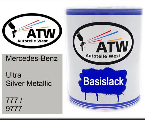 Mercedes-Benz, Ultra Silver Metallic, 777 / 9777: 1L Lackdose, von ATW Autoteile West.